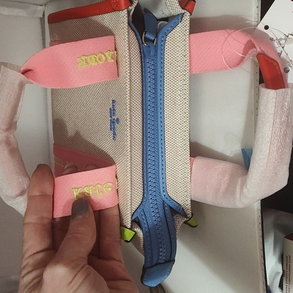 Kip Canvas Tote From Kate Spade" Multi Rainbow " Coloorway Mini Bag Retail $300 - Picture 4 of 7